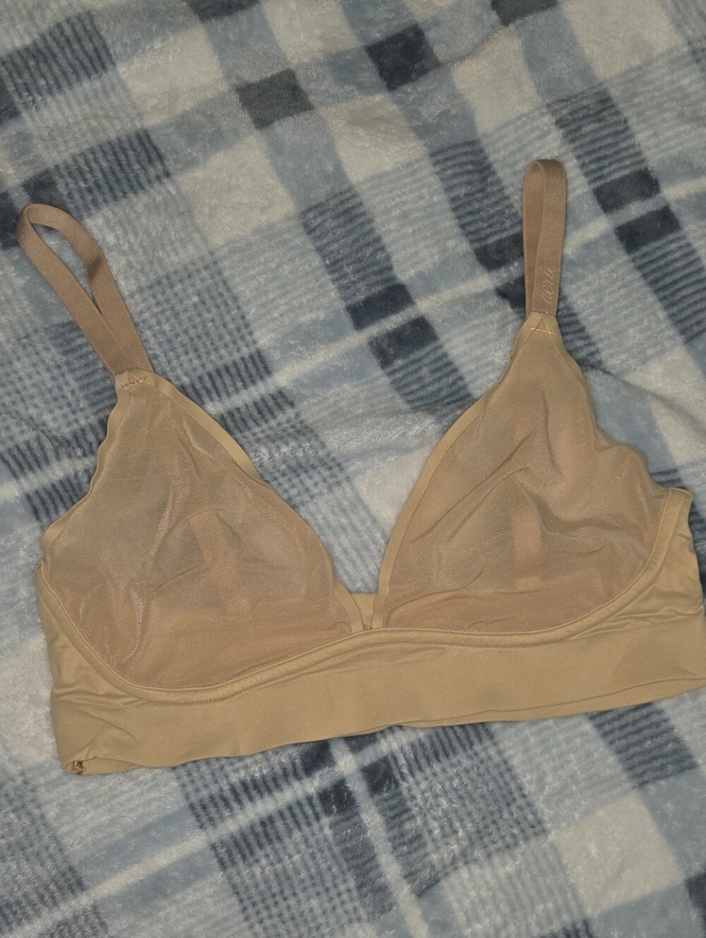 aerie Smoothez Nude Mesh Seamless Triangle Bralette - Light Tan
